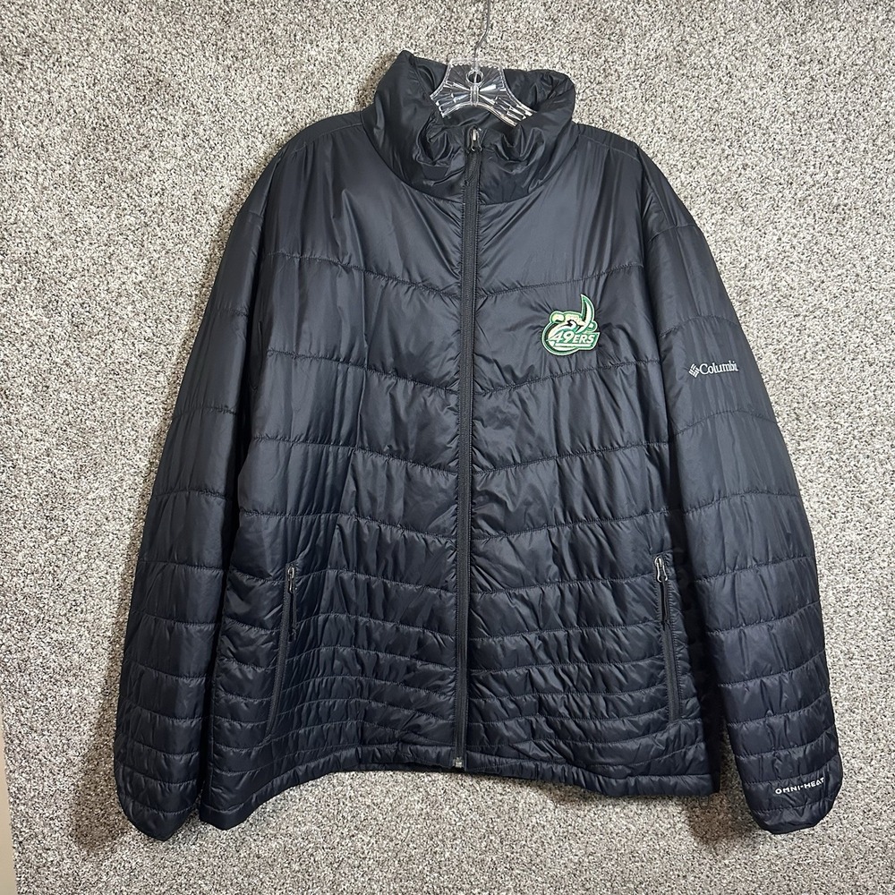 UNCC 49ers‎ Columbia Men's Omni Heat Puffer Jacket Black Full Zip XL Charlotte